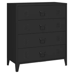 Commode métallique Hämeenlinna avec 4 tiroirs acier 92 x 80 x 40 cm noir en.casa