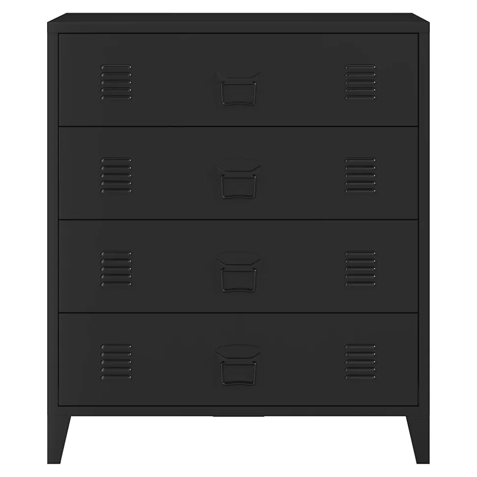 Commode métallique Hämeenlinna avec 4 tiroirs acier 92 x 80 x 40 cm noir en.casa