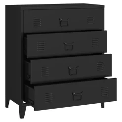 Commode métallique Hämeenlinna avec 4 tiroirs acier 92 x 80 x 40 cm noir en.casa