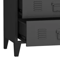 Commode métallique Hämeenlinna avec 4 tiroirs acier 92 x 80 x 40 cm noir en.casa
