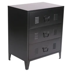 Commode métallique Hämeenlinna acier 72 x 60 x 40 cm noir en.casa