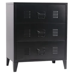 Commode métallique Hämeenlinna acier 72 x 60 x 40 cm noir en.casa