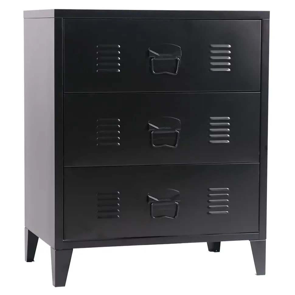 Commode métallique Hämeenlinna acier 72 x 60 x 40 cm noir en.casa