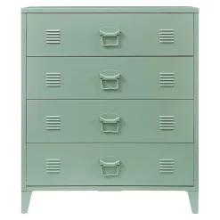 Commode métallique Hämeenlinna avec 4 tiroirs acier 92 x 80 x 40 cm vert mat en.casa