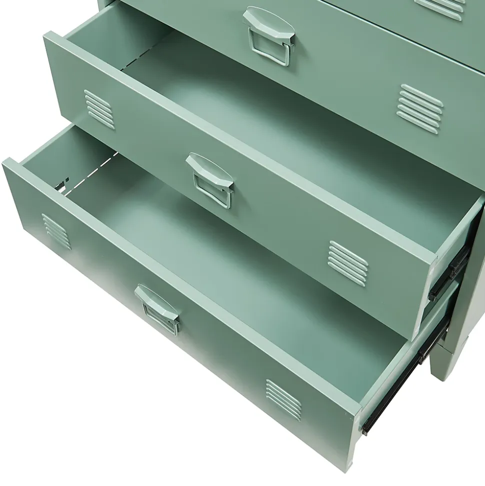 Commode métallique Hämeenlinna avec 4 tiroirs acier 92 x 80 x 40 cm vert mat en.casa