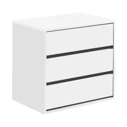 Commode Newport, Commode avec 3 tiroirs, Commode basse pour intérieurs de garde-robe, Commode moderne, 60x44h57 cm, Blanc