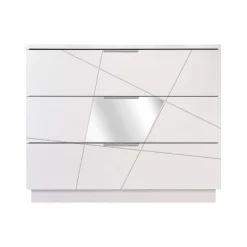 Commode Nilam, Commode polyvalente, Commode de chambre, Meuble avec tiroirs, Made in Italy, 104x45 h85 cm, Blanc