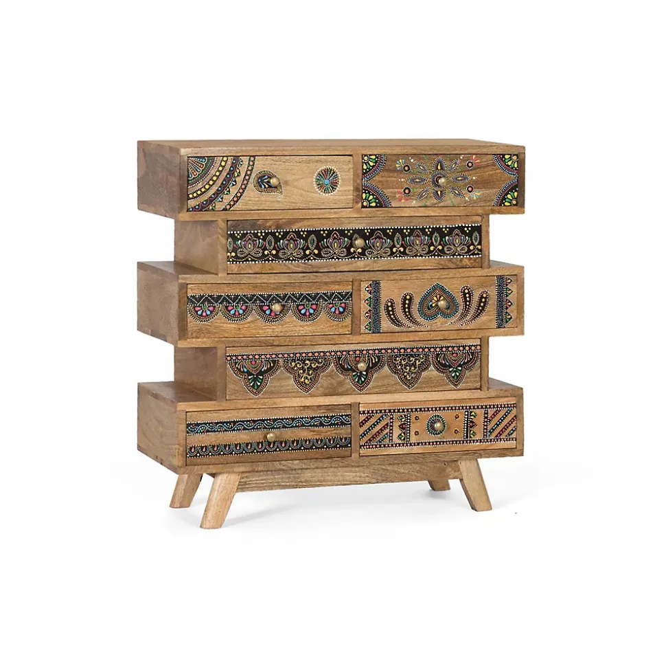 Commode réalisée à la main en bois de manguier