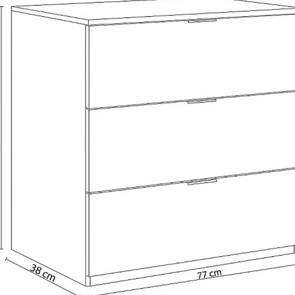 Commode Rea, Commode moderne avec 3 tiroirs, Commode basse pour la chambre, Armoire à tiroirs, 77x38h80 cm, Blanc