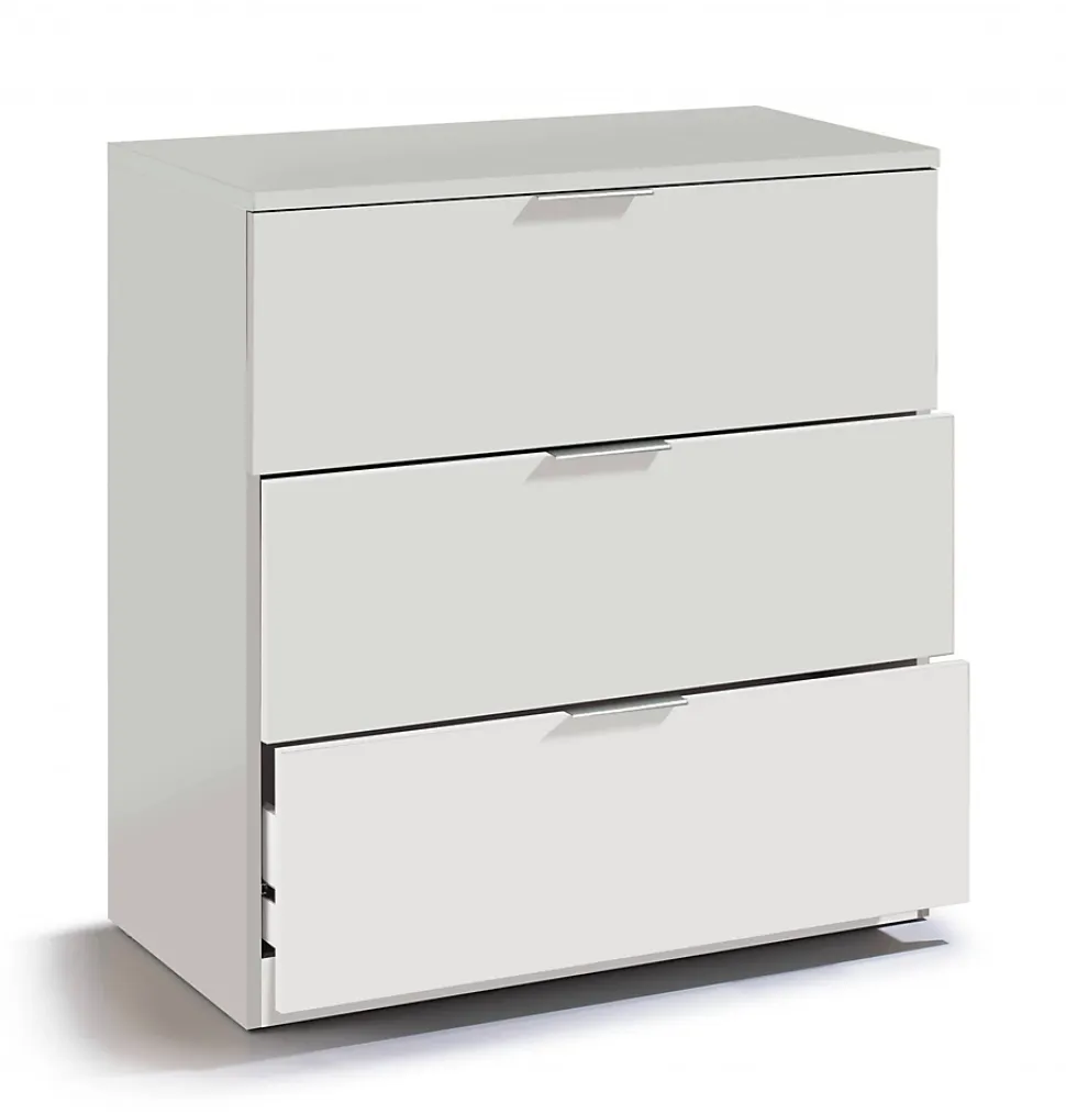 Commode Rea, Commode moderne avec 3 tiroirs, Commode basse pour la chambre, Armoire à tiroirs, 77x38h80 cm, Blanc