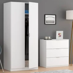 Commode Rea, Commode moderne avec 3 tiroirs, Commode basse pour la chambre, Armoire à tiroirs, 77x38h80 cm, Blanc
