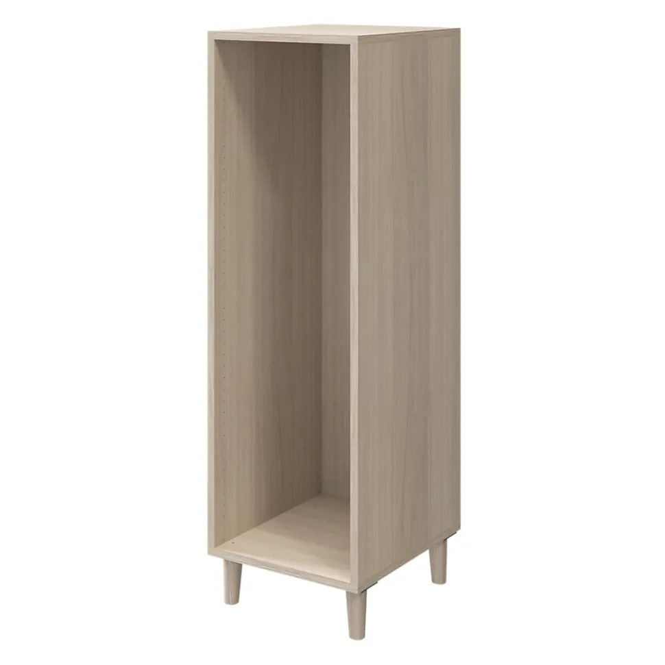 Commode sur pieds blanche et effet chêne 6 tiroirs GoodHome Atomia H. 123,5 x L. 37,5 x P. 45 cm