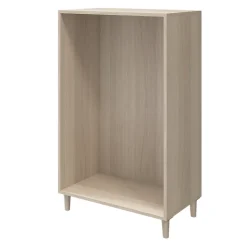 Commode sur pieds blanche et effet chêne 6 tiroirs GoodHome Atomia H. 123,5 x L. 75 x P. 45 cm