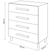 Commode sur pieds blanche et effet chêne 4 tiroirs GoodHome Atomia H. 86 x L. 75 x P. 45 cm