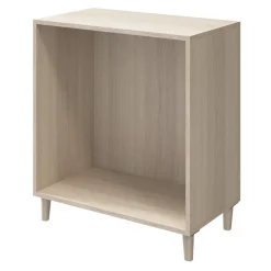 Commode sur pieds blanche et effet chêne 4 tiroirs GoodHome Atomia H. 86 x L. 75 x P. 45 cm