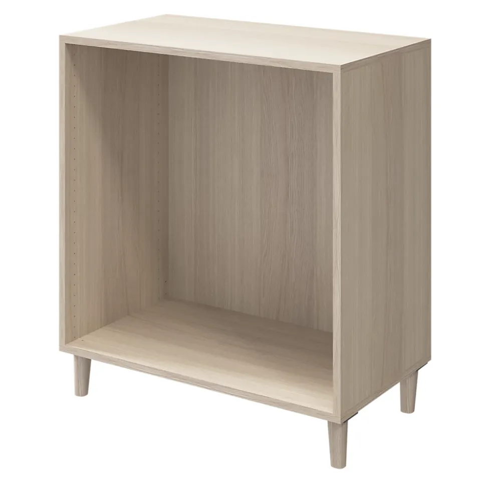 Commode sur pieds blanche et effet chêne 4 tiroirs GoodHome Atomia H. 86 x L. 75 x P. 45 cm