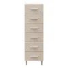 Commode sur pieds blanche et effet chêne 6 tiroirs GoodHome Atomia H. 123,5 x L. 37,5 x P. 47 cm
