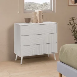 Commode Telmo 3 tiroirs couleur Blanc