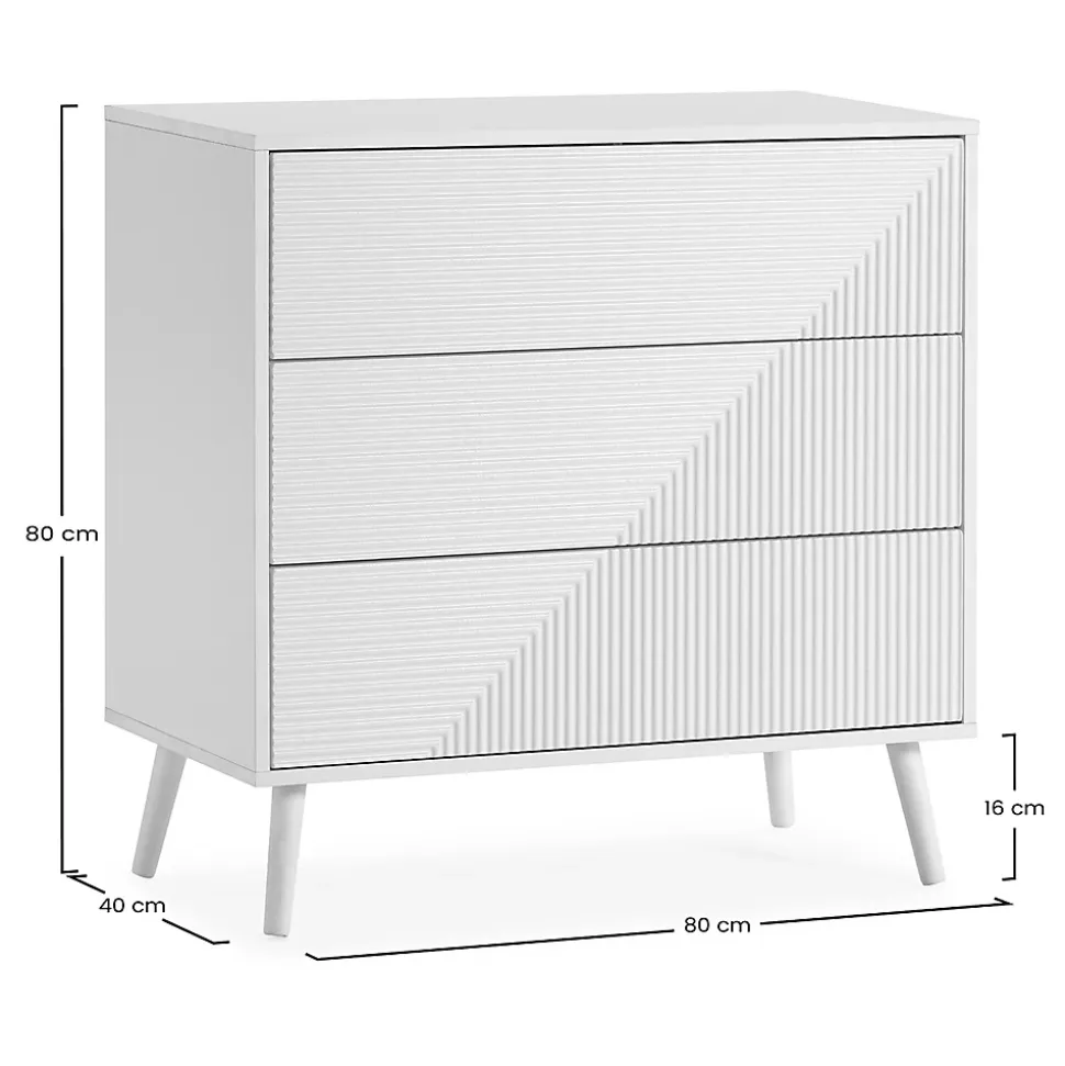 Commode Telmo 3 tiroirs couleur Blanc