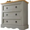 Commode TEQUILA, 3 tiroirs en pin massif lasuré gris et brun