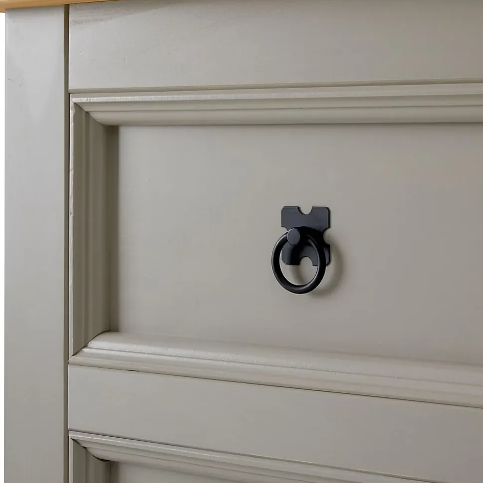 Commode TEQUILA, 3 tiroirs en pin massif lasuré gris et brun
