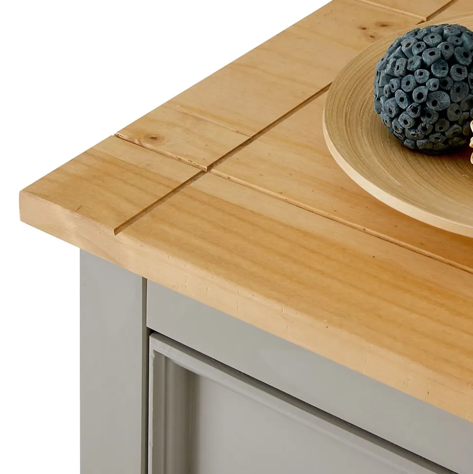 Commode TEQUILA, 3 tiroirs en pin massif lasuré gris et brun
