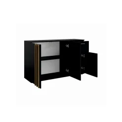 Commode VARIA - 3 portes et 1 tiroir - Design moderne coloris noir et chene Artisan