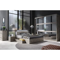 Commode VELTIS 4 tiroirs L92 x H85 cm Rangement moderne coloris chene Wellington