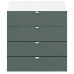 Commode vert forêt et blanc avec 4 tiroirs GoodHome Atomia H. 75 x L. 75 x P. 58 cm