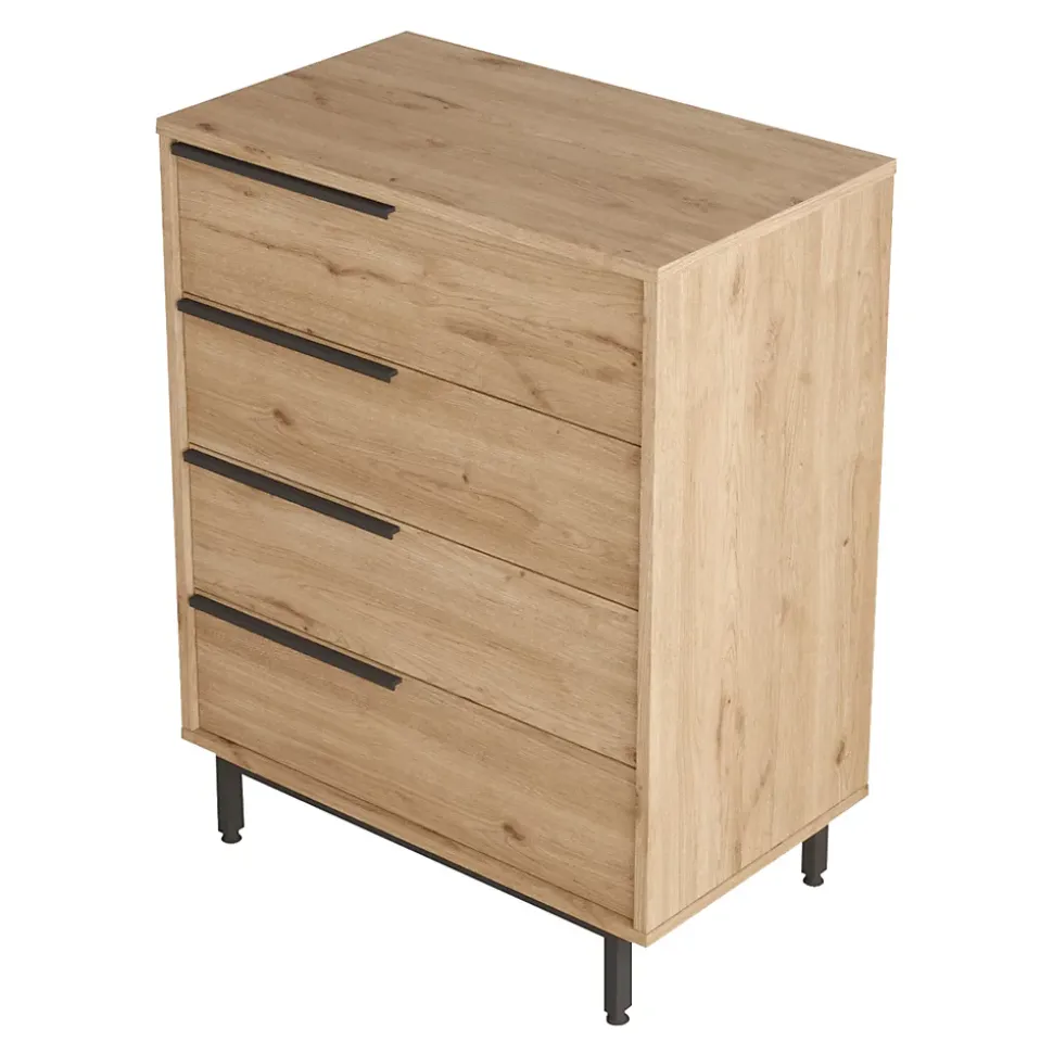 Commode Vesanto 95 x 75 x 45 cm effet chêne noir en.casa
