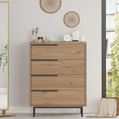Commode Vesanto 95 x 75 x 45 cm effet chêne noir en.casa