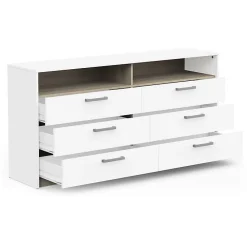 Commode WATSON DEMEYERE 6 tiroirs chêne Kronberg et blanc mat 162,7x39,5x81,1 cm