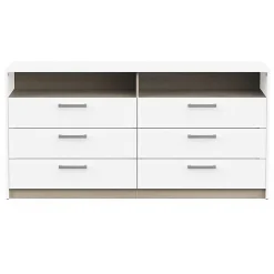 Commode WATSON DEMEYERE 6 tiroirs chêne Kronberg et blanc mat 162,7x39,5x81,1 cm