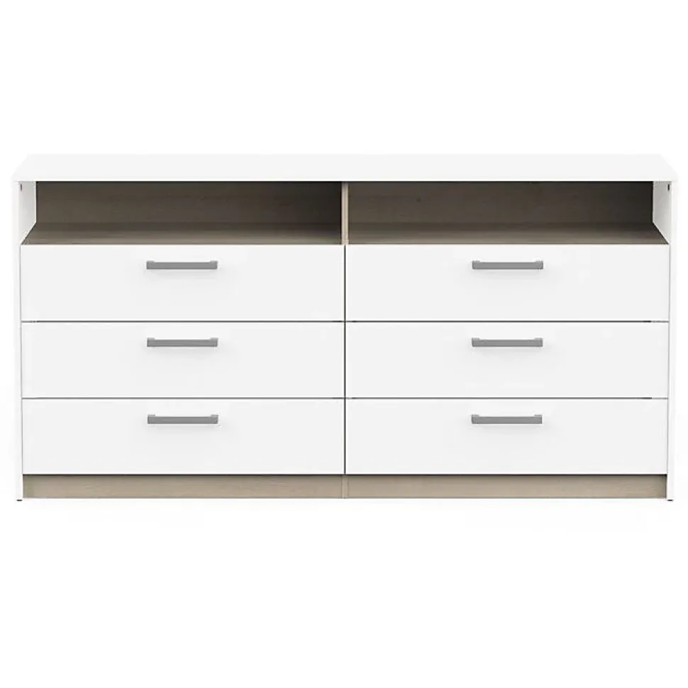 Commode WATSON DEMEYERE 6 tiroirs chêne Kronberg et blanc mat 162,7x39,5x81,1 cm
