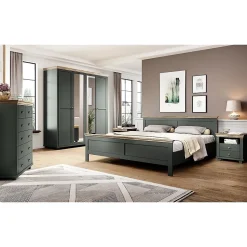 Commode XL design 6 tiroirs. Coloris vert kaki et chene. Collection ASSIA