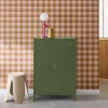Commode/armoire en métal kaki. 2 espaces de rangement. casiers