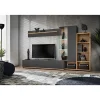 Composition murale collection KLIS 2 coloris gris anthracite et chene. LED incluses. Meuble tv design
