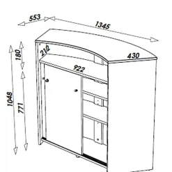 Comptoir bar SIMMOB blanc 1345x553x1048 cm 2 portes serrure