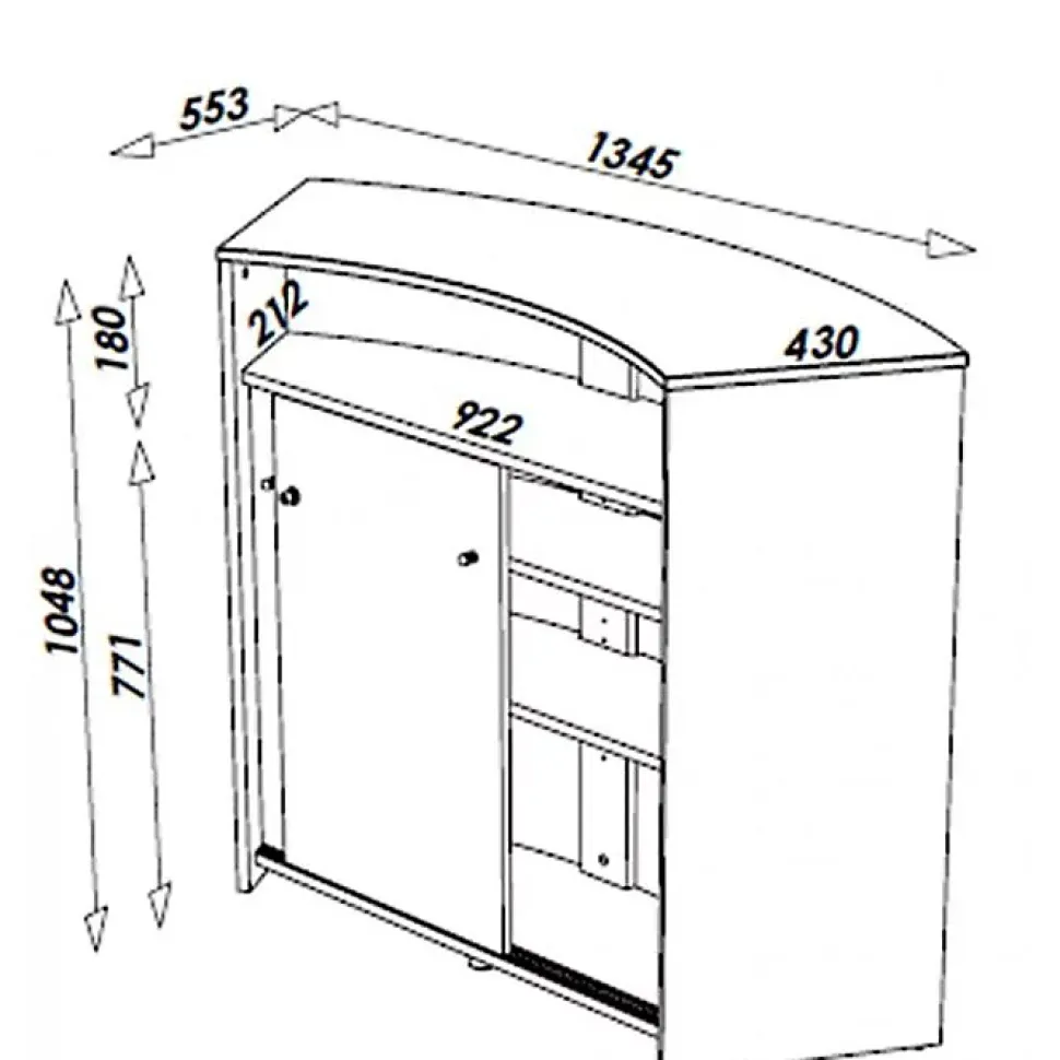 Comptoir bar SIMMOB blanc 1345x553x1048 cm 2 portes serrure
