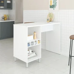 Comptoir de cuisine Beaux Meubles Pas Chers 135 cm blanc mélaminé