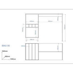 Comptoir de cuisine Beaux Meubles Pas Chers 135 cm blanc mélaminé