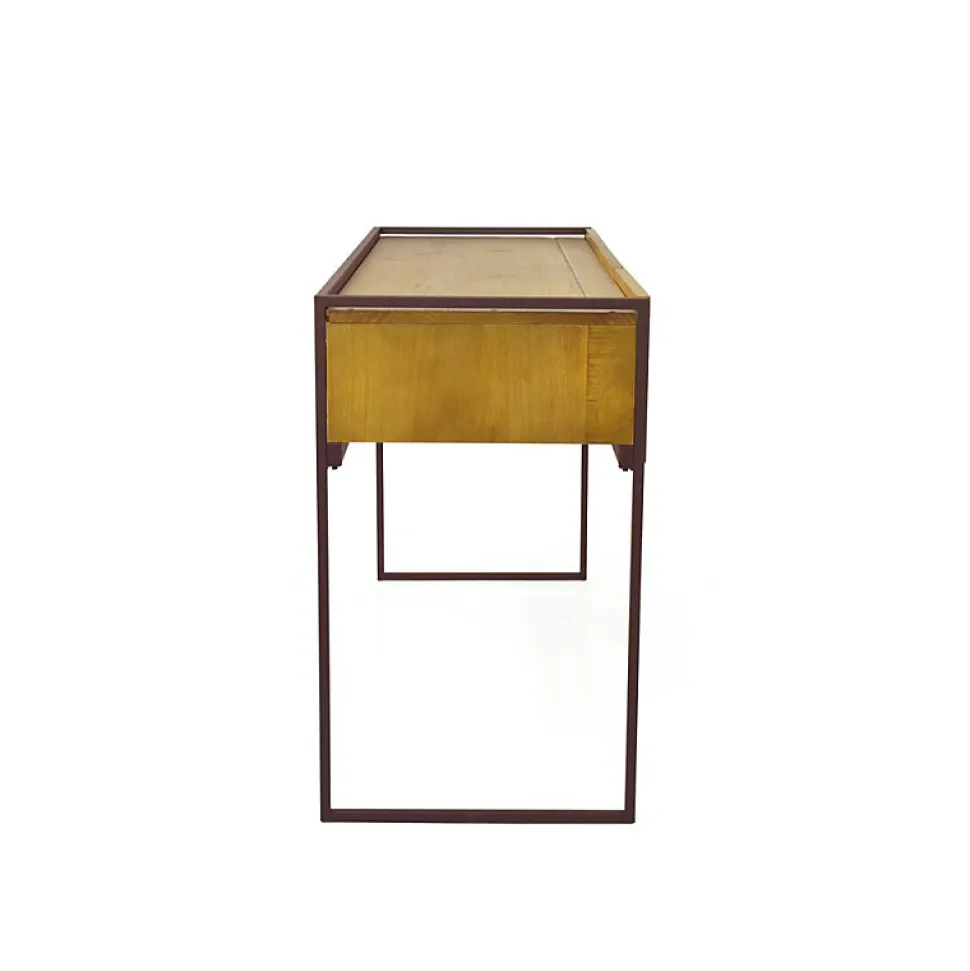 Console 133 cm 3 tiroirs en bois de pin et métal marron - LINEA