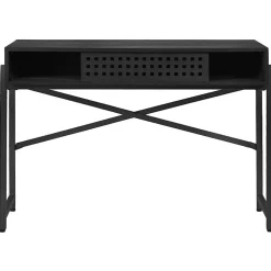 Console 105 cm caisson bois noir ajourée et pieds métal noir - MICHEL