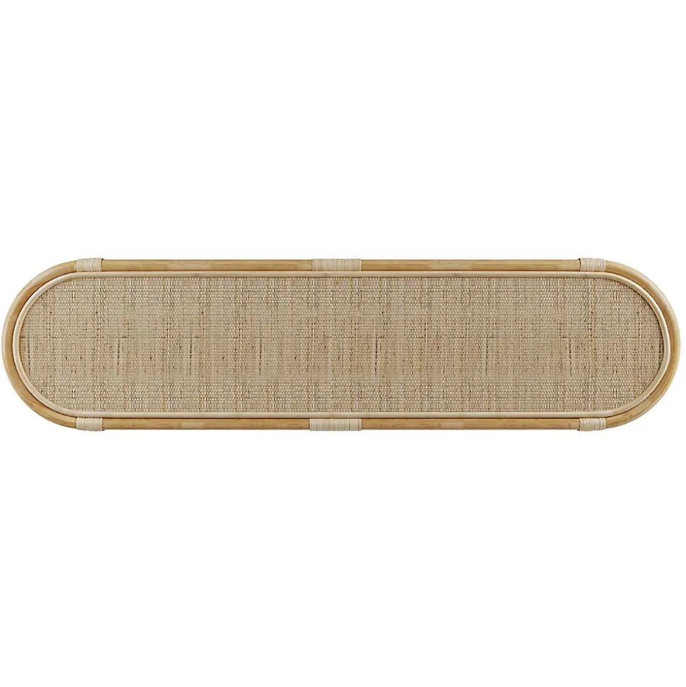 Console 140 cm en rotin naturel avec étagères - Marthe