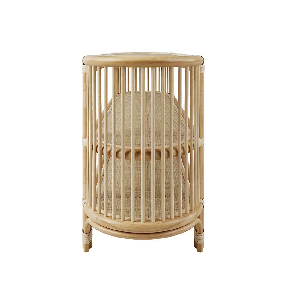 Console 140 cm en rotin naturel avec étagères - Marthe