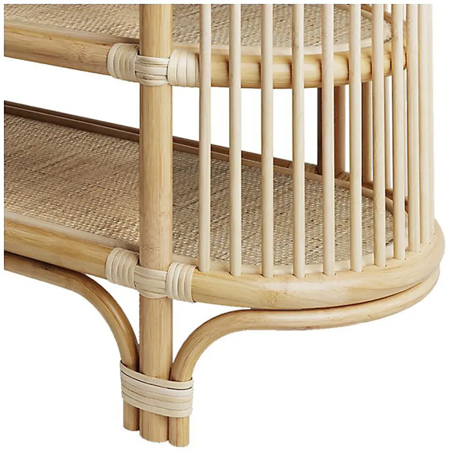 Console 140 cm en rotin naturel avec étagères - Marthe