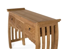 Console à deux tiroirs en teck massif 100 cm