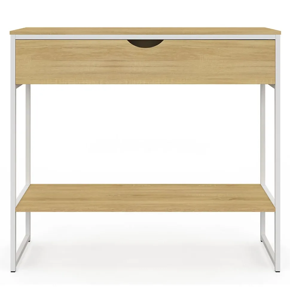 Console 1 tiroir DETROIT 1 étagère design industriel bois et métal blanc