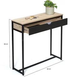 Console 1 tiroir noir BOSTON design industriel
