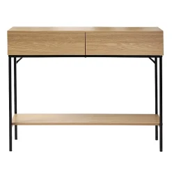 Console 2 Tiroirs 1 Tablette Décor Bois L100 cm - TESSA